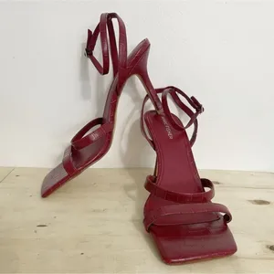 Marc Fisher Size 10 Block Toe Sandal Heel Strappy Stiletto Red Sexy thumbnail 5