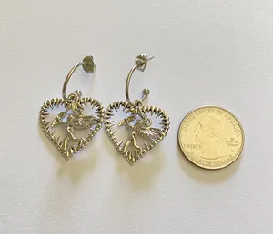 dangle hoop earrings heart angel ⭐️ Original ✨ thumbnail 4
