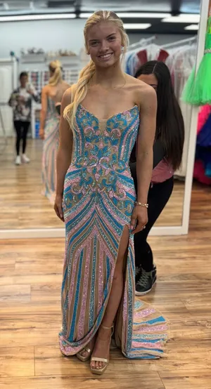 Jovani pink/blue Prom Dress thumbnail 1