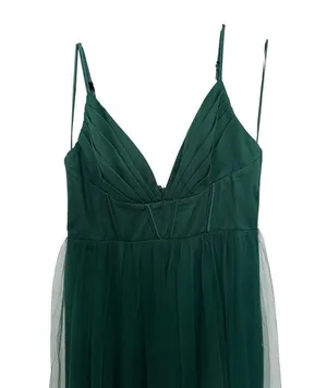 Maniju Green Maxi Dress Color EMERALD Style MF21427 Size L thumbnail 2