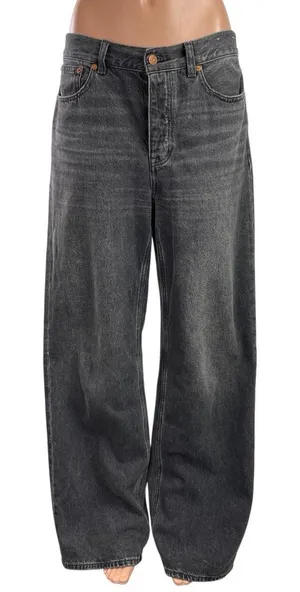 Madewell Women's Black High Waisted Palazzo Wide Leg Denim Jeans Pants Size 26 thumbnail 1