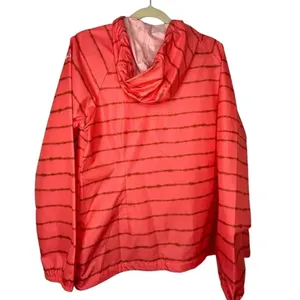 Columbia Full Zip Hooded Windbreaker Women's Size Large Striped Jacket Pink thumbnail 2