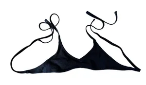 Aerie Womens XS Black Textured Triangle Bikini Top Tie Straps Swimwear NWT New thumbnail 1