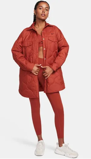 Nike Sportswear Essentials Quilted Trench Jacket Womens L NWT Rugged Orange NEW thumbnail 1