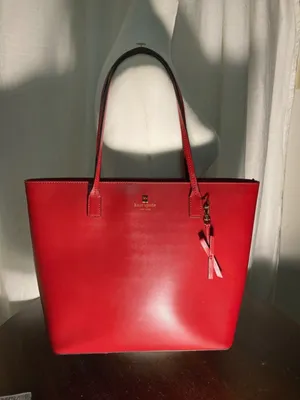 kate spade Red Smooth Leather Sawyer Street Tory Tote with Charm thumbnail 1