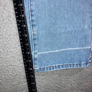 High Waist Straight Leg Jeans Women 25x28.5 Blue Retro Y2K Indie Released Hem thumbnail 7