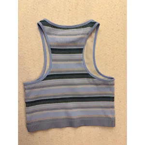 Garage Striped Tank Top Women Small Blue Ribbed Knit Seamless Cropped Racerback thumbnail 6
