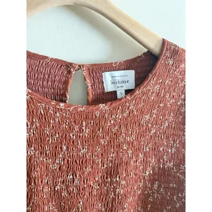 Bohme Rust Smocked‎ Midi Dress Floral Fall Tiered Size Small Boho Casual thumbnail 2