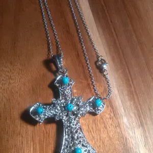 Blue Howlite Silvertone and Stainless Steel Pendant Necklace thumbnail 3