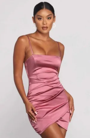 Windsor Pink Satin Mini Dress thumbnail 1