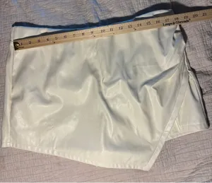 Hot Gal Cream White Faux Leather Wrap Skort Elastic Waist LC731285 Mini Skirt Shorts thumbnail 1