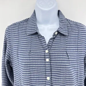 Toad&Co‎ Mixologist Tunic Shirt Womens Small Blue Striped Organic Cotton thumbnail 5