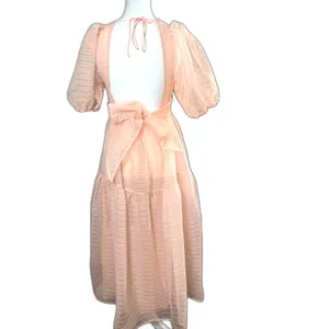 Free People Hailey Dress Size 4 Beautiful Baby Pink Wrap front Midi Dress thumbnail 7