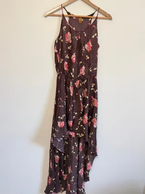 Farm Rio Floral Pink Purple Midi Dress Women’s‎ Size XS SMALL Tropical high low thumbnail 2