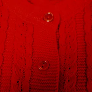 Vintage 70s Cuddle Knit Cardigan Sweater Womens Size M Red Cable Knit USA Cozy thumbnail 3