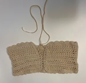 Urban Outfitters Cream Crochet Lace-Up Corset Tube Top Size Small thumbnail 1