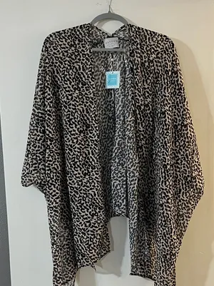 Hayden Leopard Print Cardigan in Black and Cream thumbnail 1