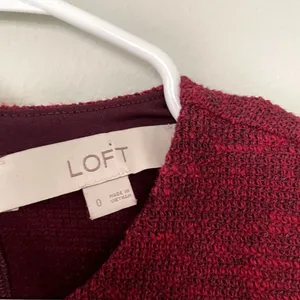 LOFT‎ red dress short sleeves modest style holiday christmas knit warm pockets thumbnail 3