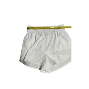 Pinspark Womens White High Waisted Running Shorts Smocked Waist Zipper Pockets M thumbnail 6