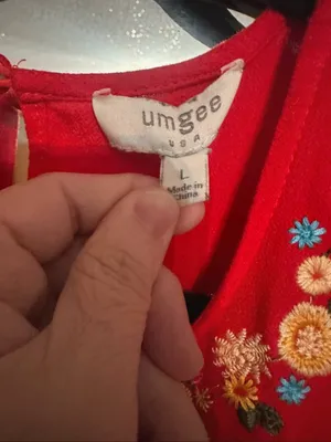 Umgee Red Embroidered Floral Tunic Top thumbnail 4