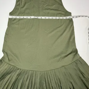 NWT ASOS Design Safari Green Drop Waist Pleated Shift Dress Womens Sz 2 thumbnail 3