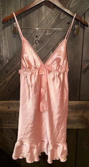 VTG Victoria's Secret Angels Sz M Lingerie Satin Silk Dress 2007 Coral Orange‎ thumbnail 1