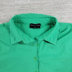 White Fox Short 2 Piece Set Womens S/M Green Button Up Oversized Top Pull On thumbnail 16