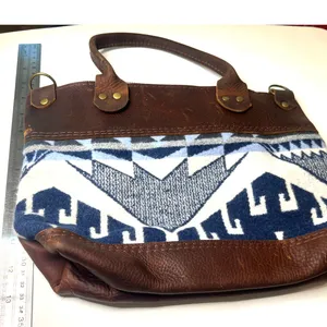 Hawks & Doves Loretta Top Handle Shoulder Purse Blue Bag Pendleton wool panel thumbnail 12