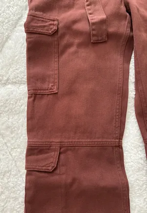 Belted Denim Cargo Jeans Brown thumbnail 7
