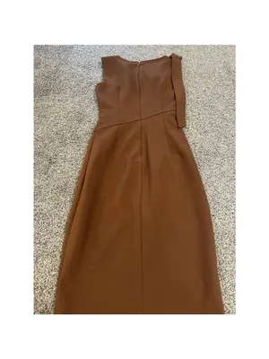 Calvin Klein Brown Bow Shoulder Midi Dress Size 2 thumbnail 10
