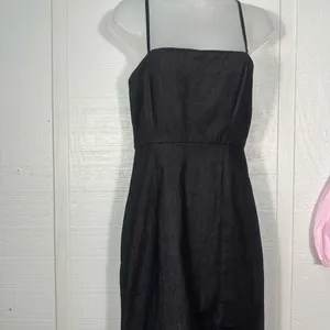 Lulus Black Denim Spaghetti Strap Dress Size Large EUC thumbnail 3