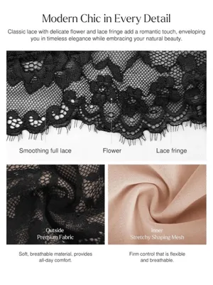 NWT Popilush Tummy Control Lace V-Neck Shapewear Slimming Bodysuit Black Size L thumbnail 11
