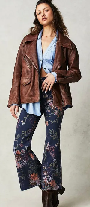 Free People High Waisted Floral Jeans thumbnail 2