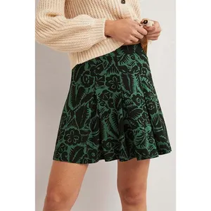 Boden Jersey‎ Mini Skirt Green Floral Print 8 Cottagecore Boho Dark Academia New thumbnail 2