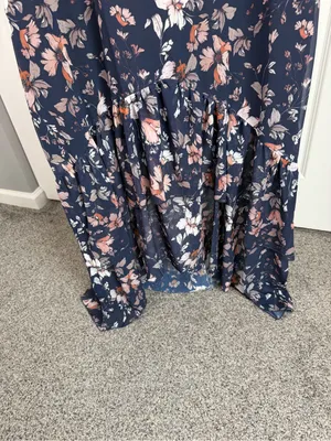 Boutique Navy Floral Flutter Sleeve Tiered Maxi Dress XXL NWT thumbnail 5