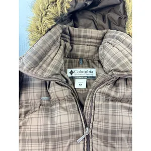 Columbia Womens Brown Plaid‎ Down Puffer Jacket Faux Fur Hood Size M thumbnail 4