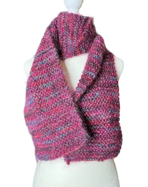 Hand made knitted mohair blend scarf thumbnail 3