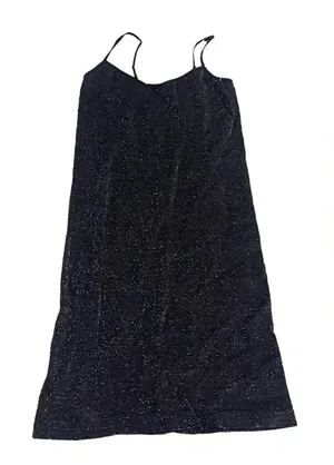 🖤✨ Free People Intimately Glitter Black Slip Dress Women’s M/L Bodycon Midi ✨🖤 thumbnail 1