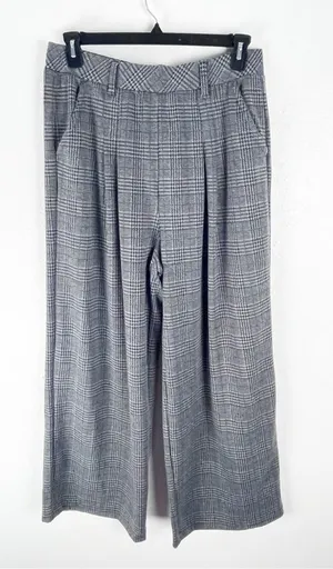 HALARA Gray Plaid Ultra High Rise Wide Leg Pockets Pull On Pants Trousers Large thumbnail 1