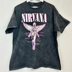 Nirvana Women’s In Utero Cotton Short Sleeve Graphic Tee Black Purple NWOT thumbnail 1