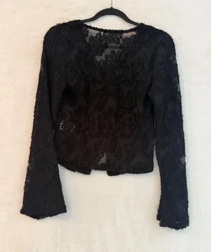 J.Crew Navy Blue Cable Knit Cardigan Merino Wool Angora Cashmere Blend‎ M thumbnail 1