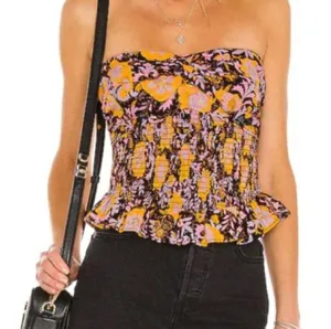 Free People ‘One More Time’ strapless smocked floral peplum tube top, size large thumbnail 3