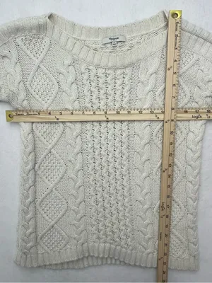 Madewell Cable Knit Cream Off White Long Sleeve Chunky Pullover Sweater Small thumbnail 8