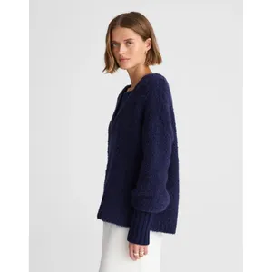 NWT Alexa Chung for Madewell Bobbie Sweater in Navy Blue Alpaca Boucle M thumbnail 4