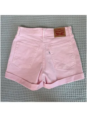 Levis Cuffed Wedgie Shorts Womens 27 Pink Denim Jean Button Fly High Waist Boho thumbnail 2