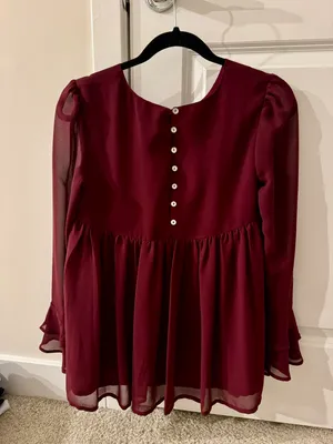 Altar'd State Burgundy Chiffon Top thumbnail 2