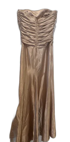 Jessica McClintock Gold Sleeveless Evening Gown Dress Size 4 Ruched Wedding thumbnail 1