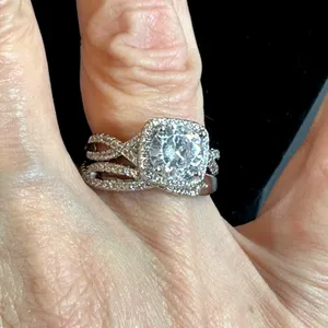 Love Eternity Set 2pc Cubic Zirconia Braided Double Band size 9 thumbnail 4