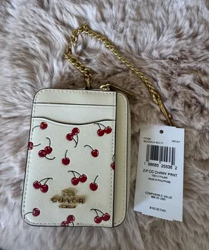 NWT! Coach Mini Skinny ID Case With Cherry Print thumbnail 1