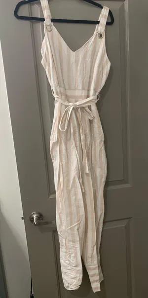 Tan and white jumpsuit Size M thumbnail 1